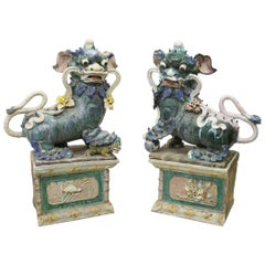 Oversized Chinese Ceramic Figures of Foo Lions, Early 20th Century