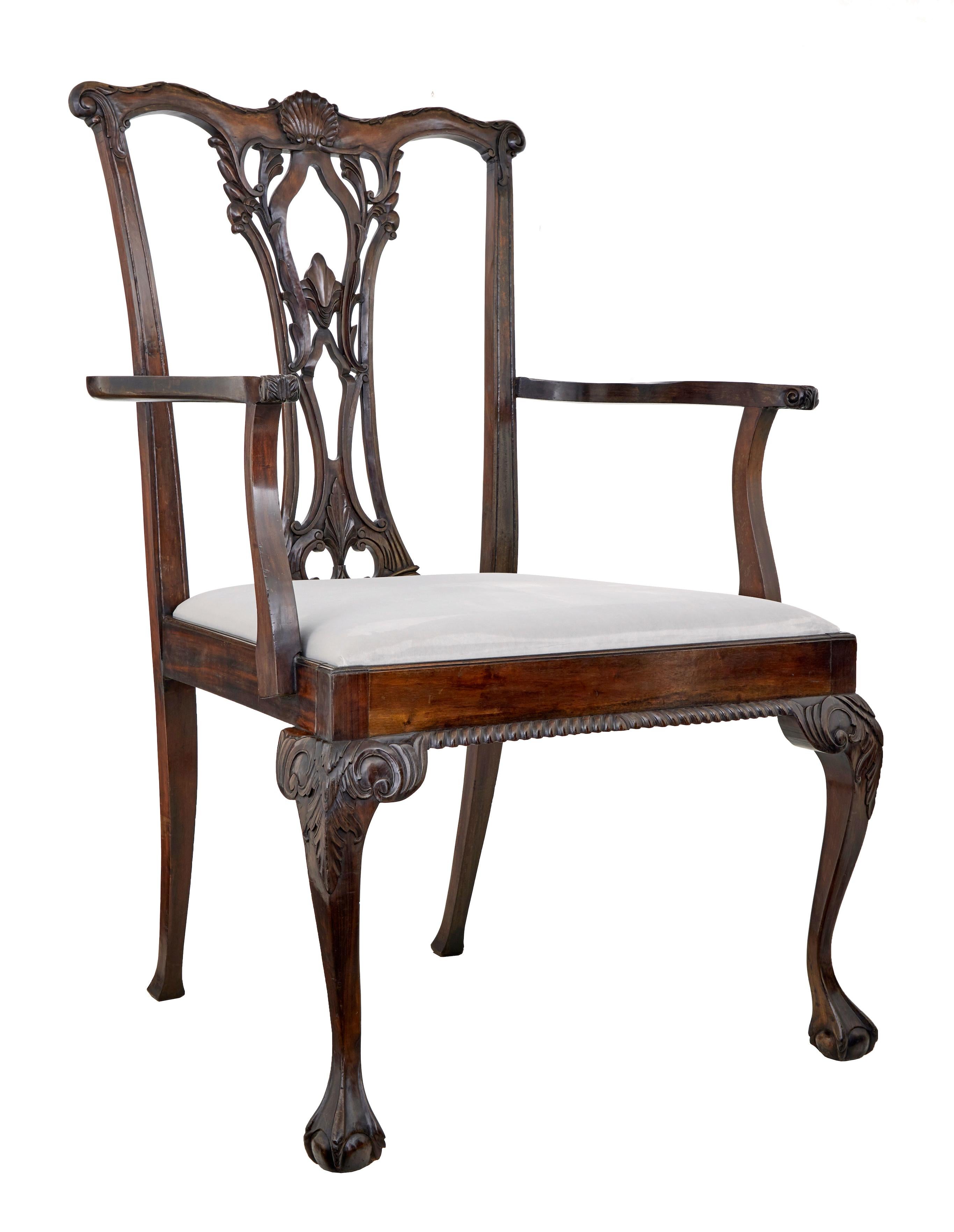 Swedish Oversized Chippendale style mahogany display piece dining chair For Sale