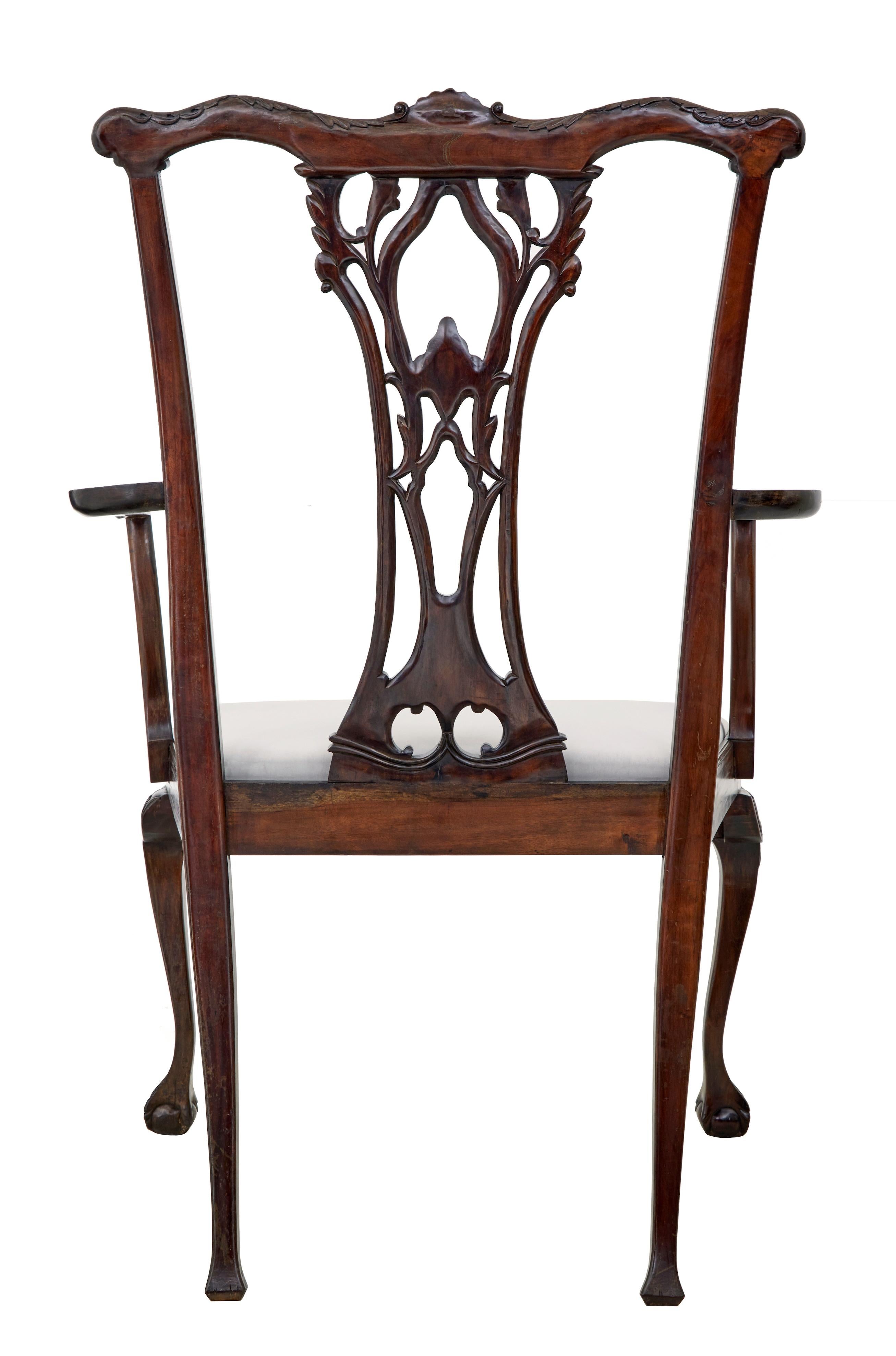 Oversized Chippendale style mahogany display piece dining chair In Good Condition For Sale In Debenham, Suffolk
