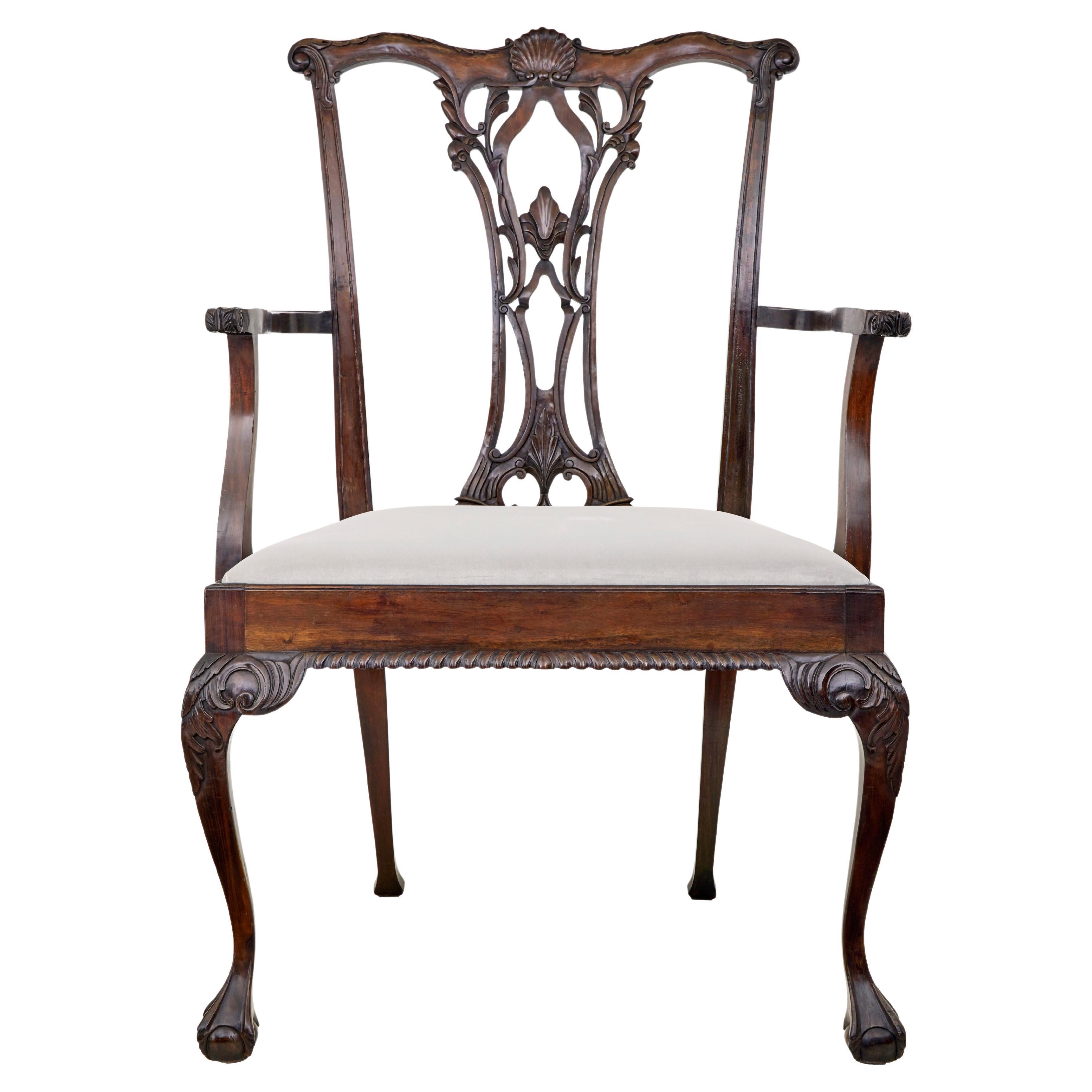 Oversized Chippendale style mahogany display piece dining chair For Sale