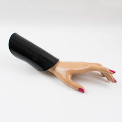 Oversized Christian Lacroix Paris Black Resin Lucite Cuff Bangle Bracelet