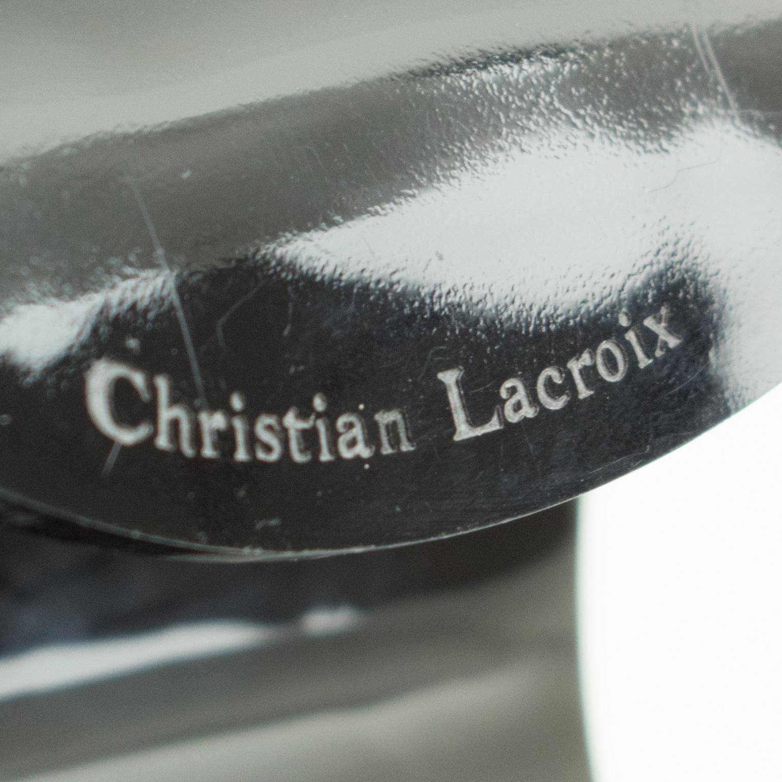 Oversized Christian Lacroix Paris Black Resin Lucite Cuff Bangle Bracelet In Excellent Condition In Atlanta, GA