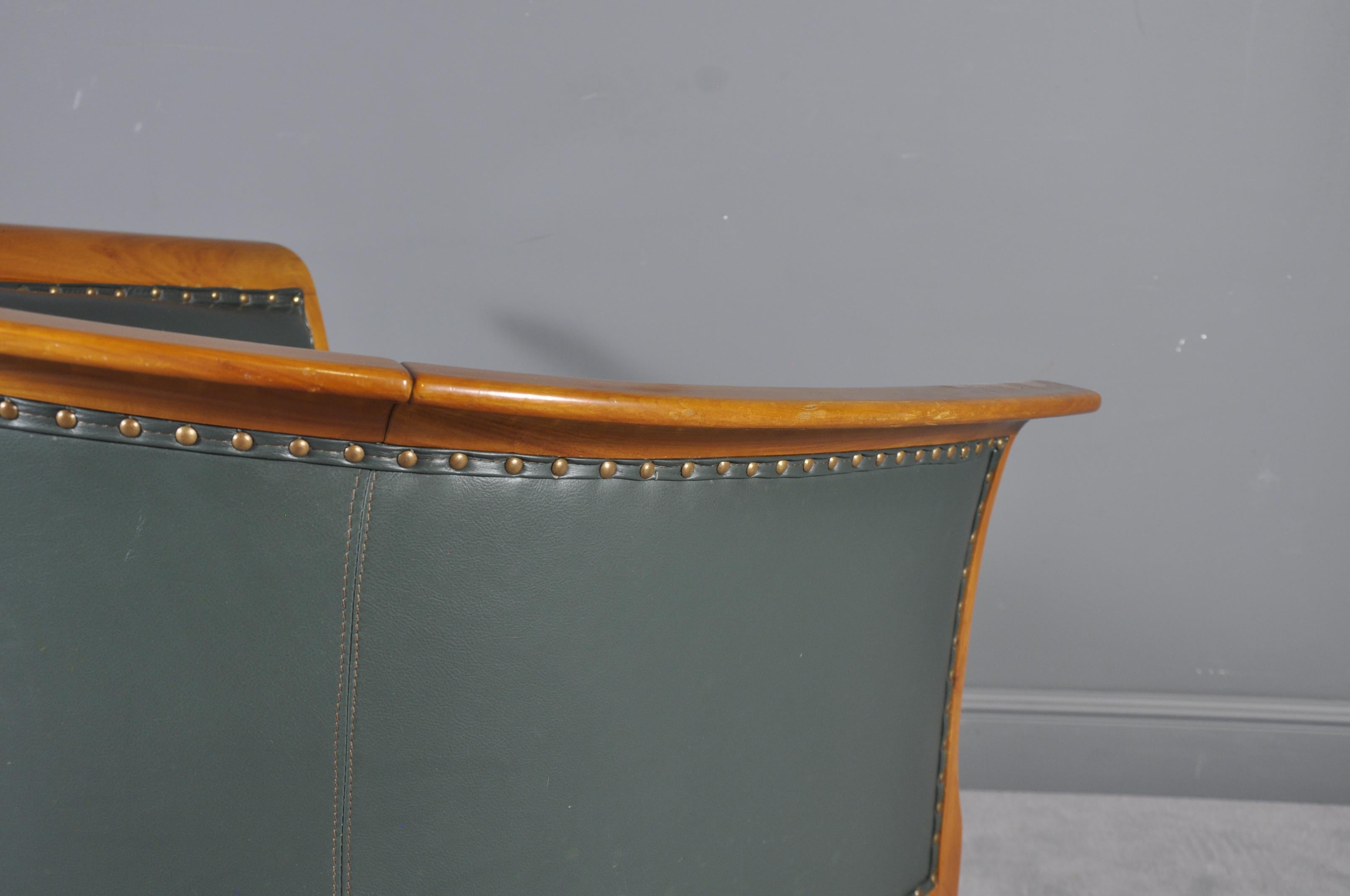 Oversized Cigar Green High Quality Leather Club Chair, 1970s 1