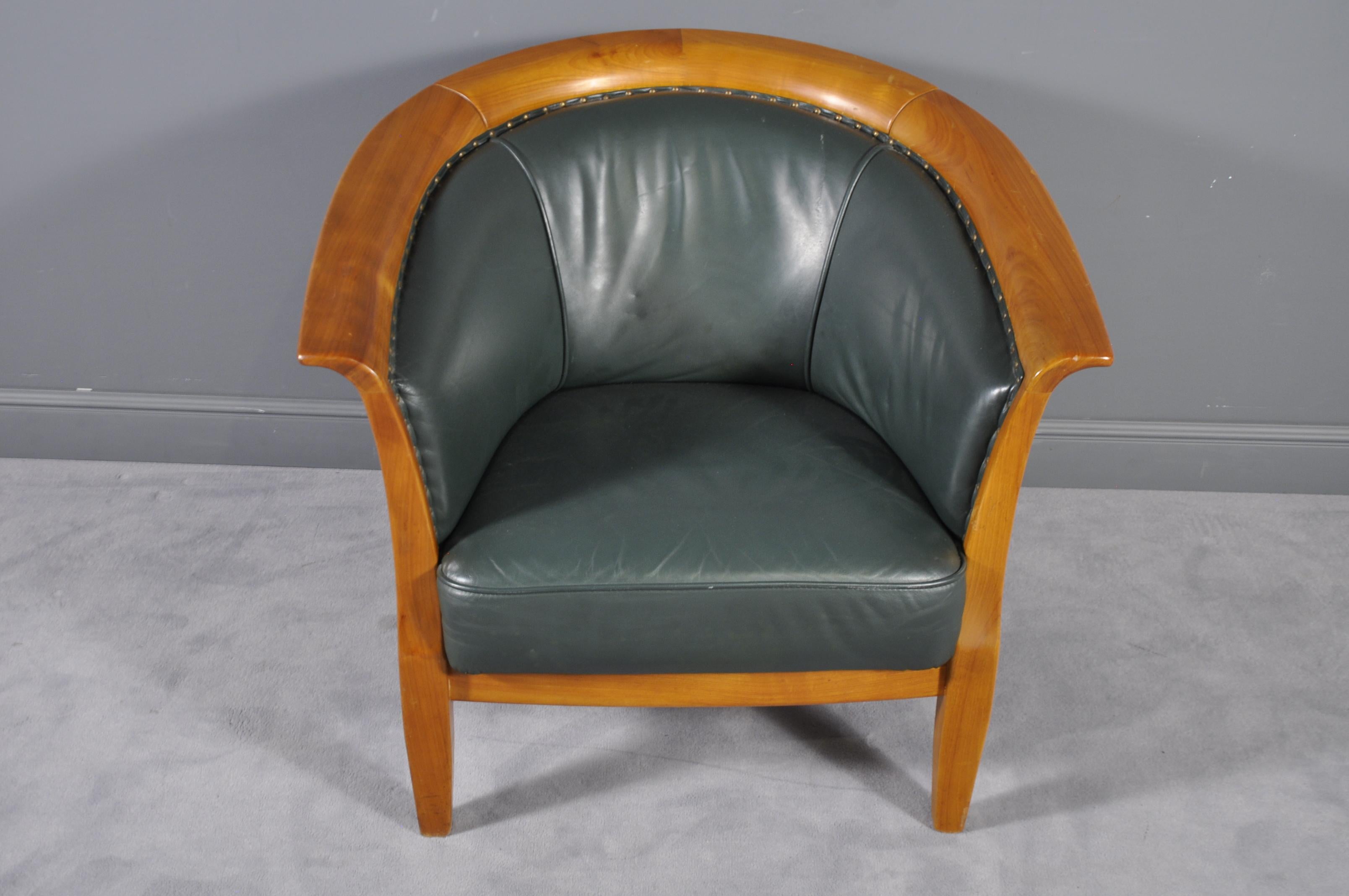 Oversized Cigar Green High Quality Leather Club Chair, 1970s 3