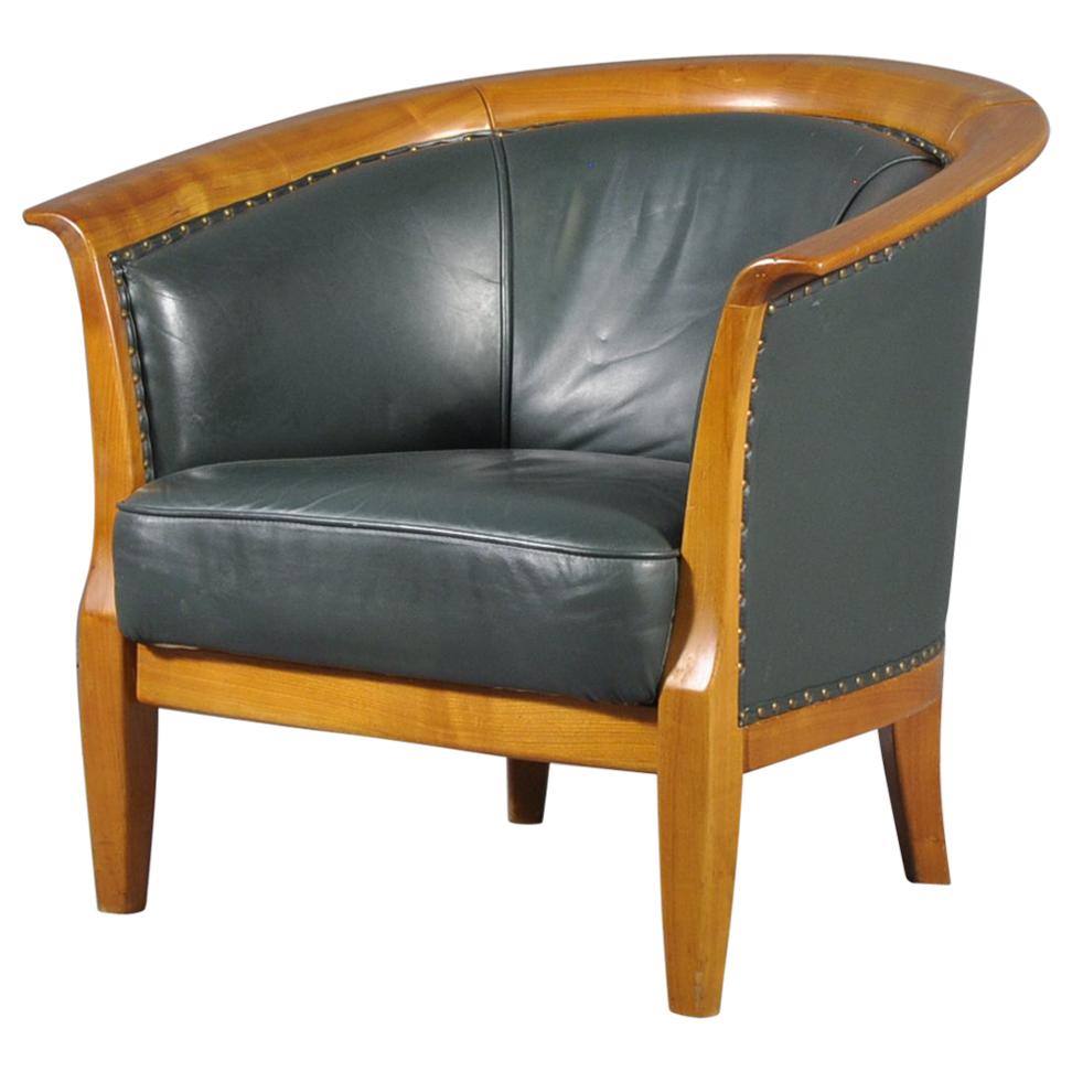 Oversized Cigar Green High Quality Leather Club Chair, 1970s
