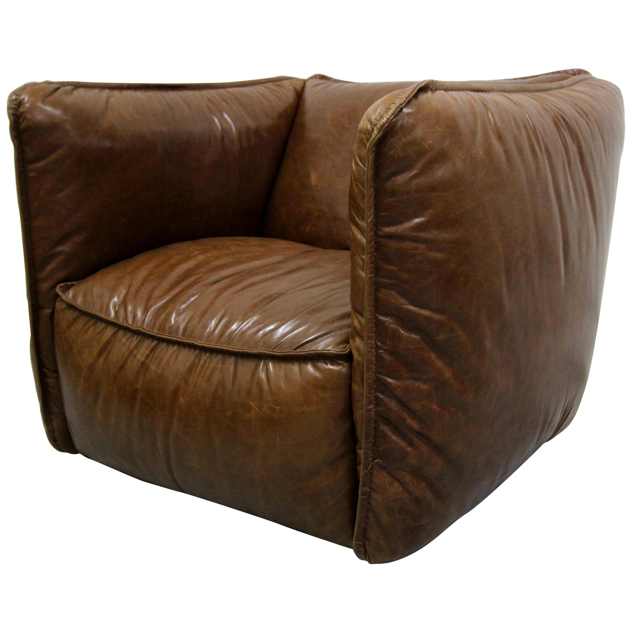 Oversized Cigar Leather Club Chair