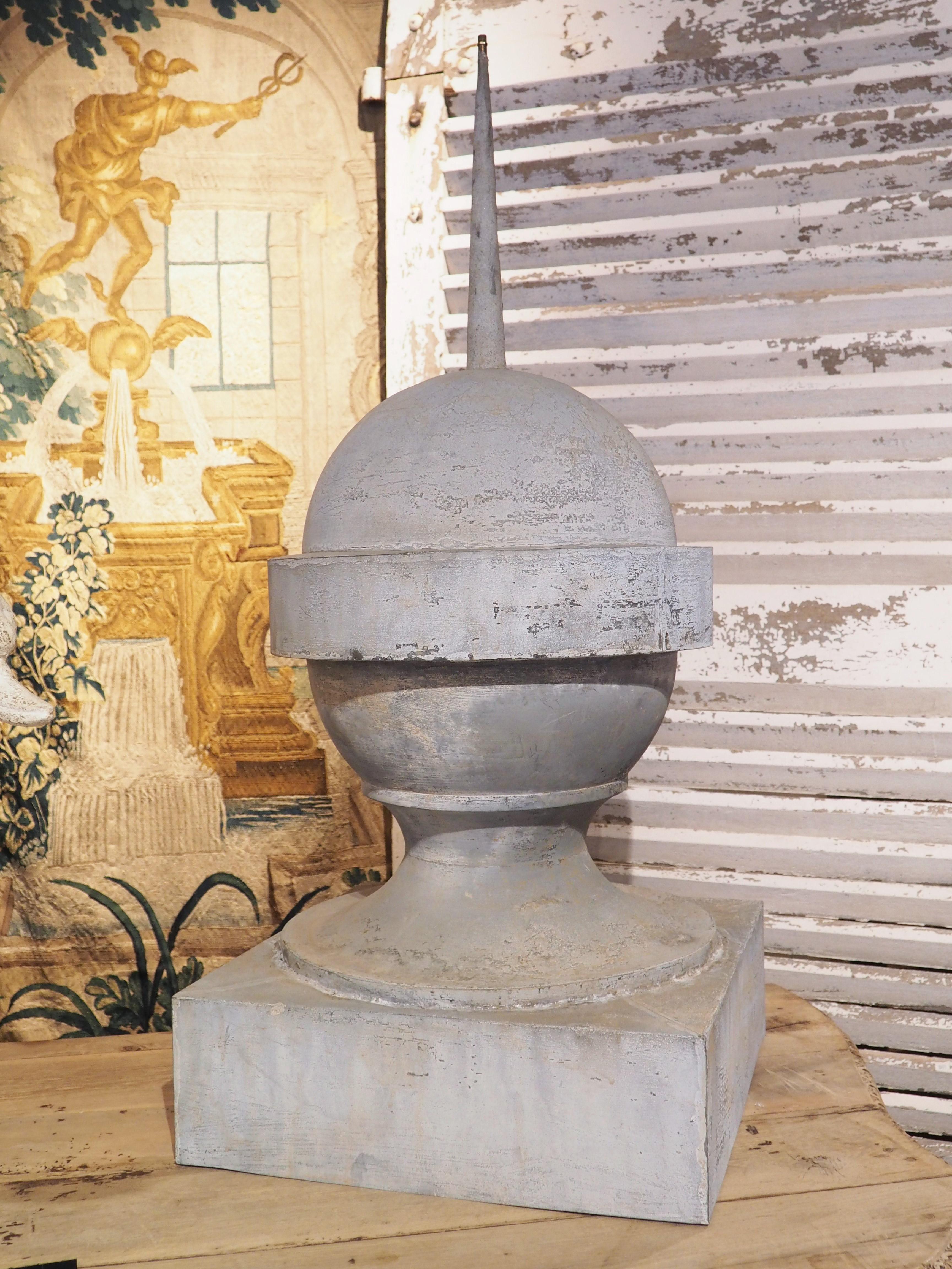 Oversized Circa 1920 French Zinc Roof Finial as Lamp Base In Good Condition For Sale In Dallas, TX