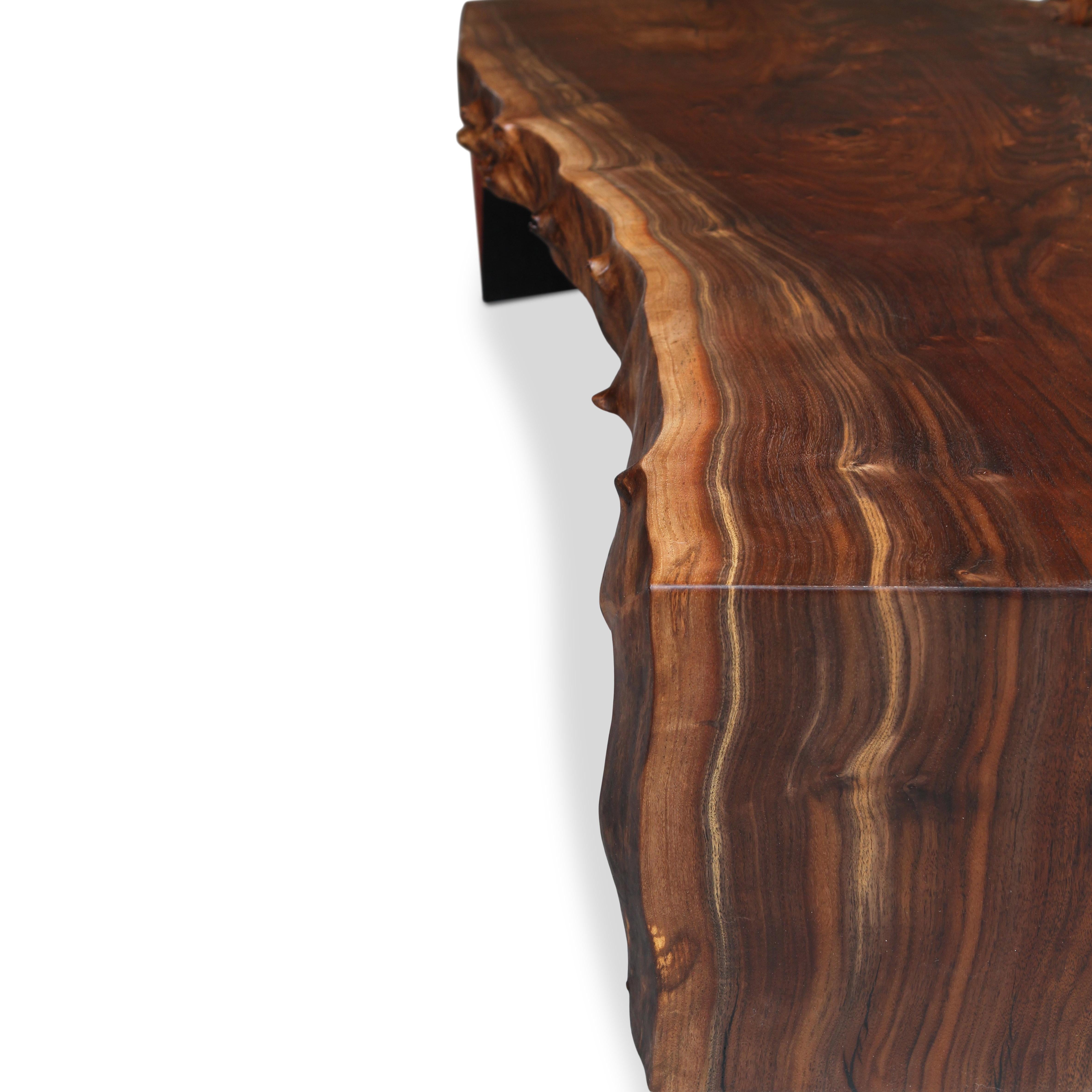 Oversized Claro Walnut Single Slab Live Edge Coffee Table, in Stock 2