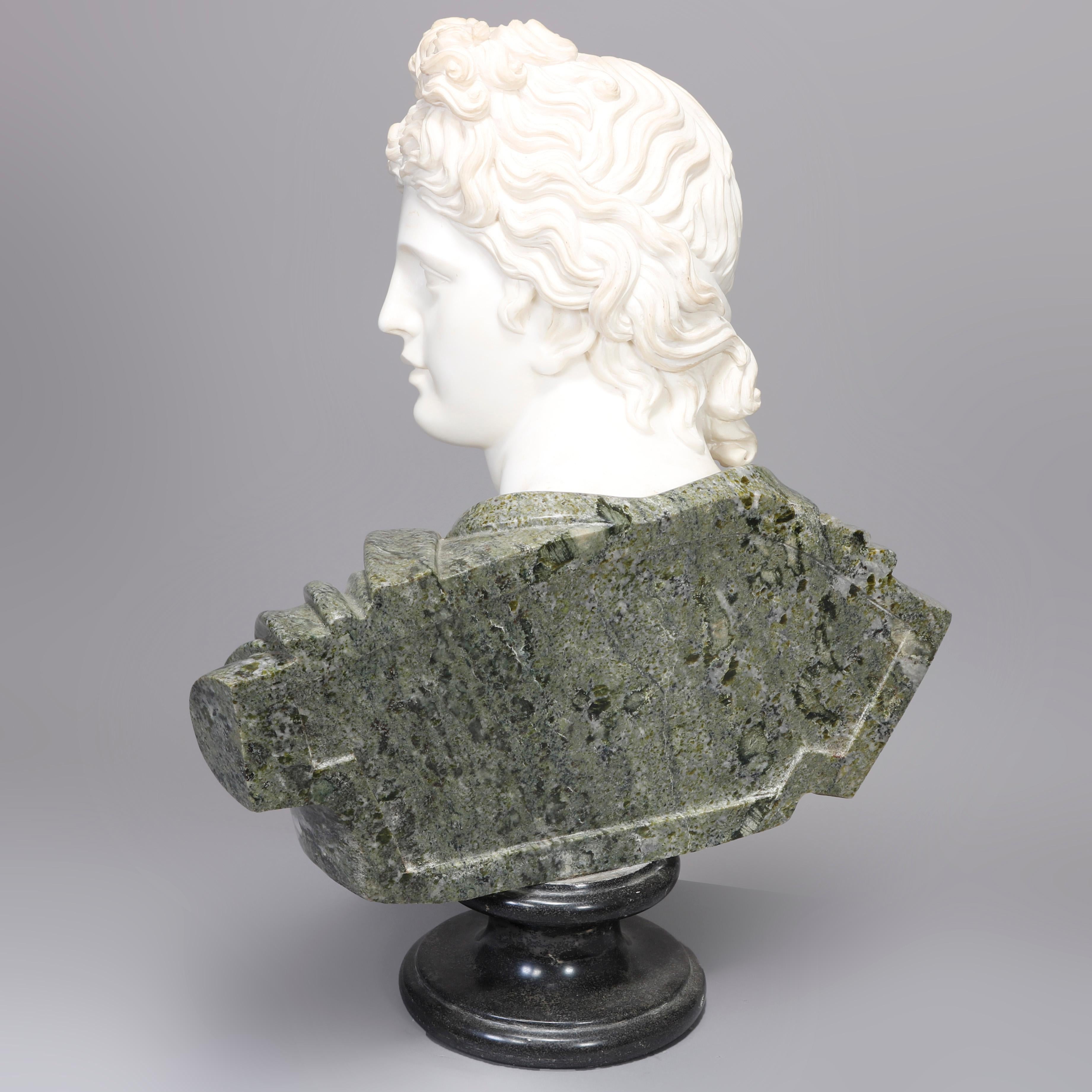 Italian Oversized Classical Greek Marble Sculpture of Apollo Belvedere after Leochares