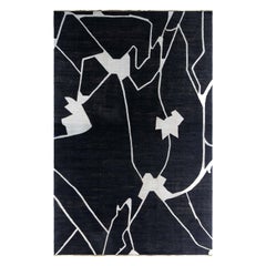 Oversized Contemporary Black & Beige Hand-Knotted Wool Rug by Doris Leslie Blau