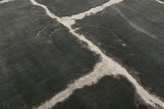 Oversized Contemporary Geometric Tibetan Black Rug by Doris Leslie Blau