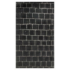 Oversized Contemporary Geometric Tibetan Black Rug by Doris Leslie Blau