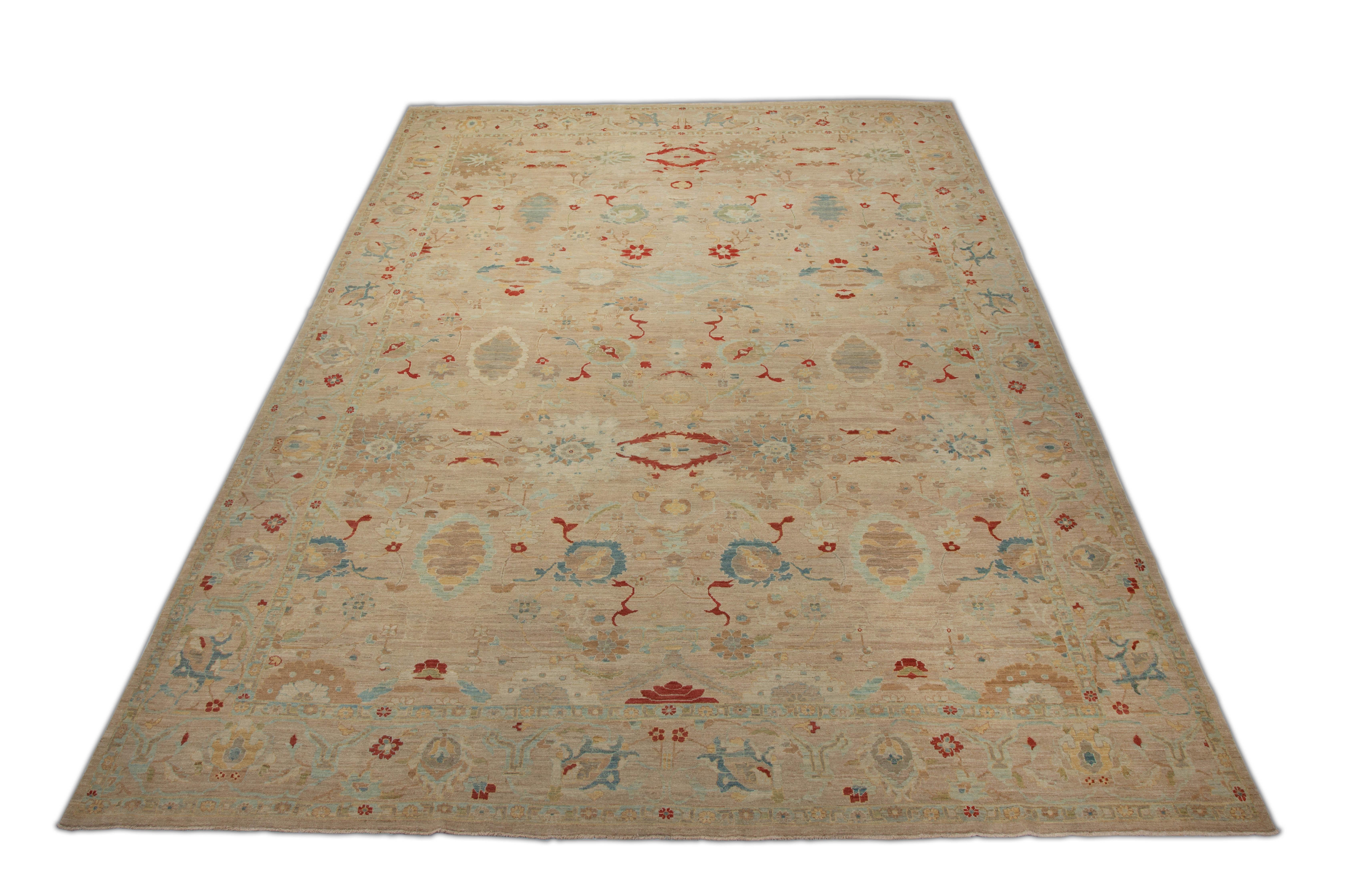 Oversized Contemporary Turkish Sultanabad Rug with Eclectic Floral Details 4