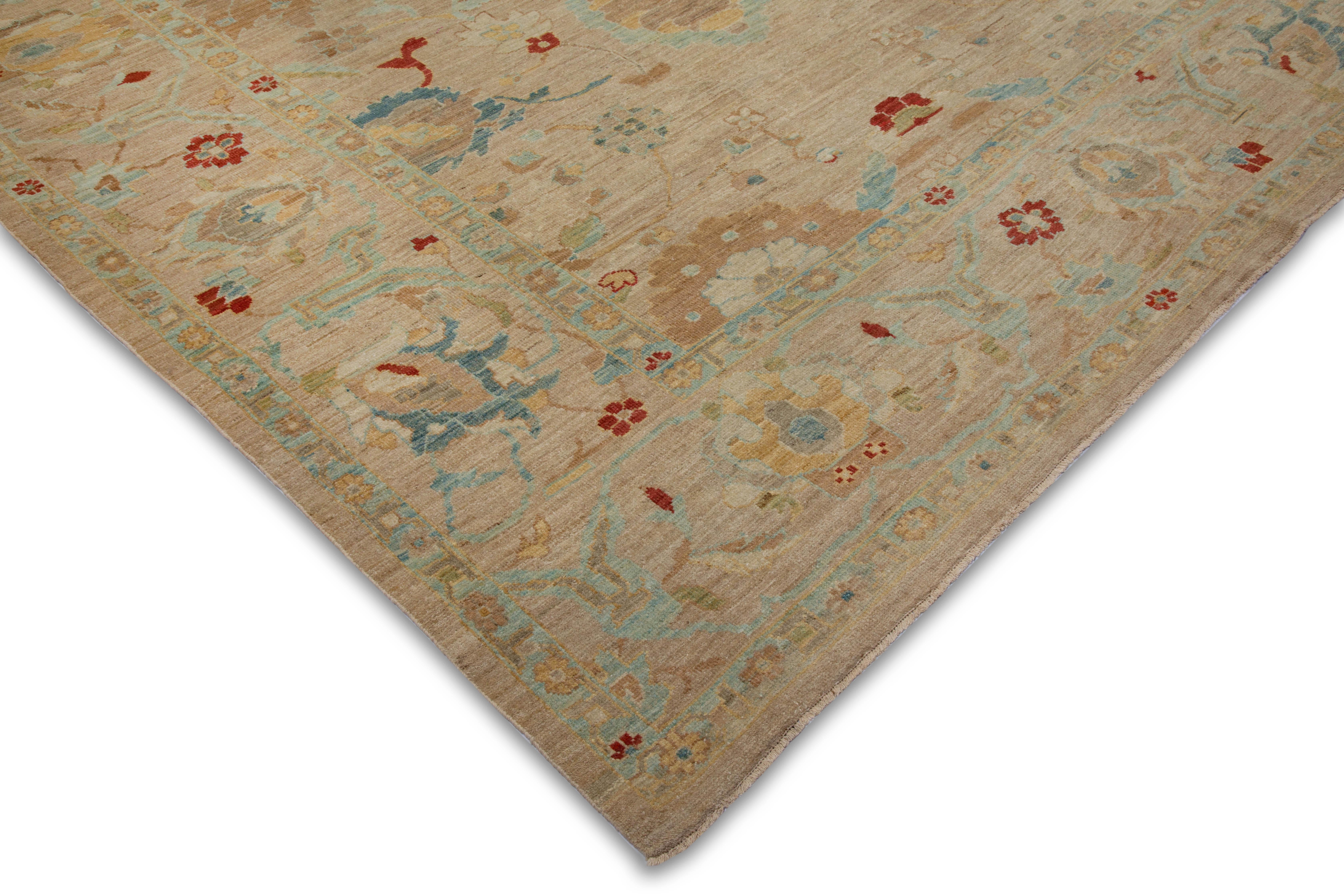 Hand-Woven Oversized Contemporary Turkish Sultanabad Rug with Eclectic Floral Details