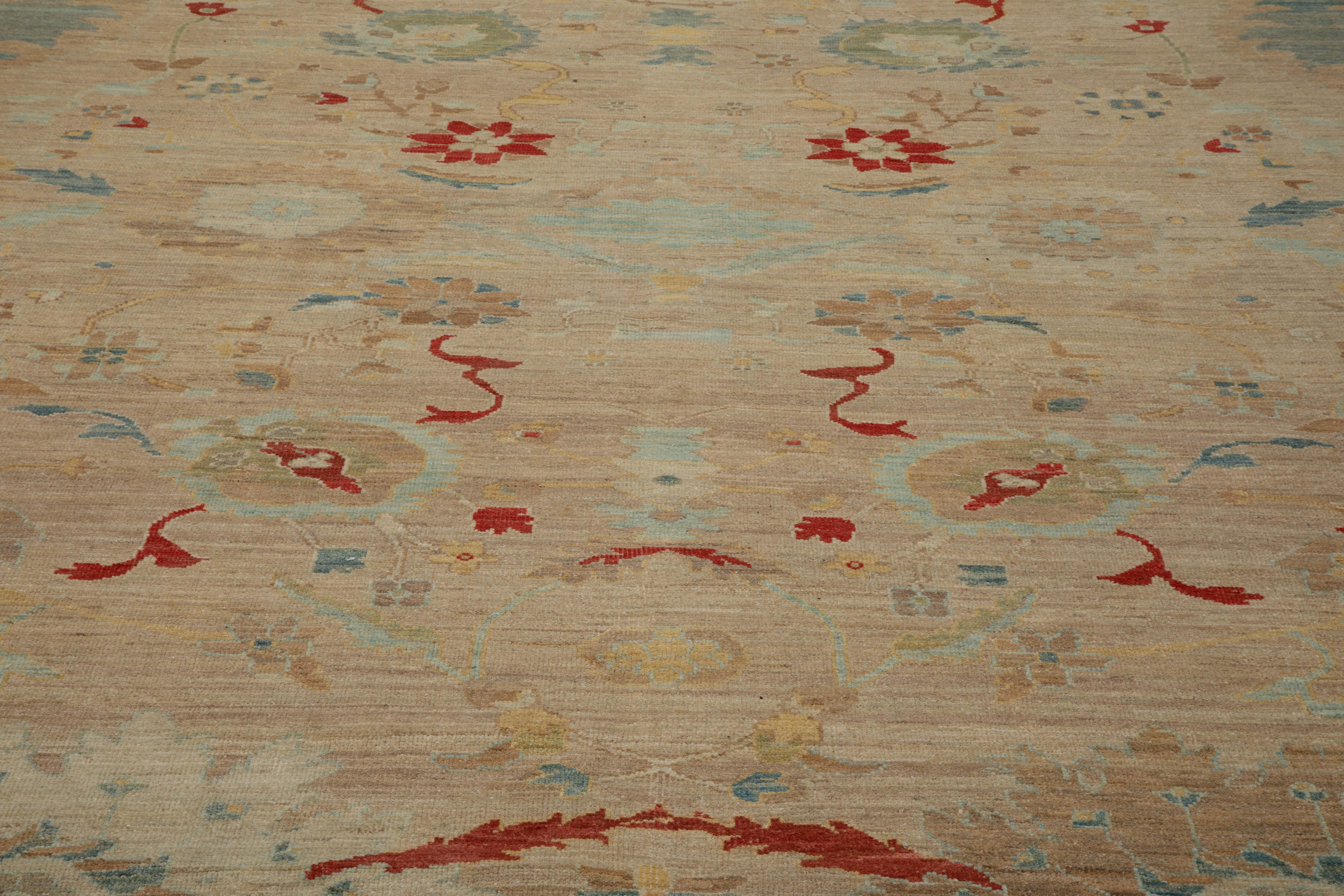 Wool Oversized Contemporary Turkish Sultanabad Rug with Eclectic Floral Details