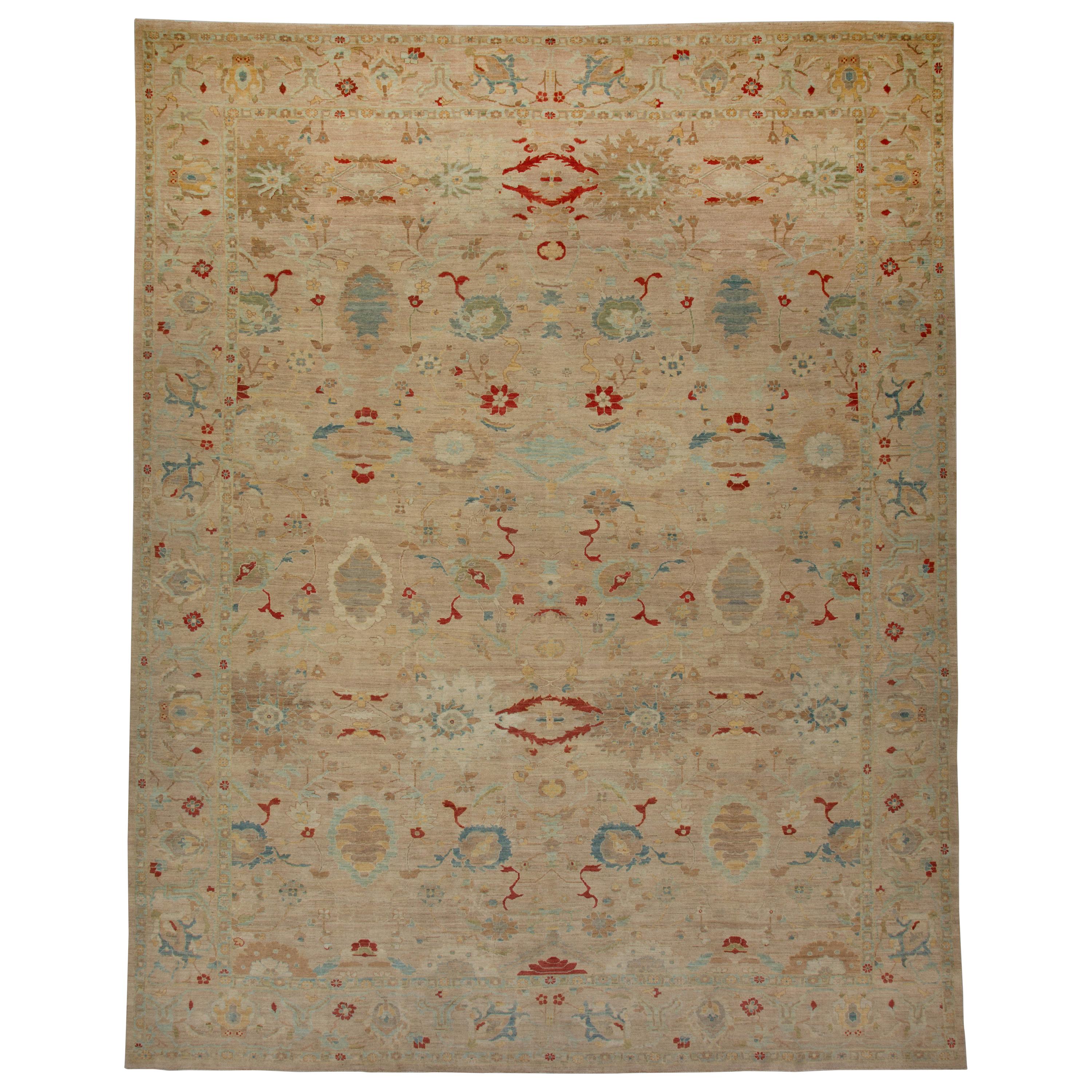 Oversized Contemporary Turkish Sultanabad Rug with Eclectic Floral Details