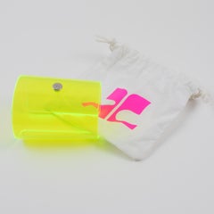 Oversized Courreges Paris Neon Yellow Resin Lucite Cuff Bangle Bracelet