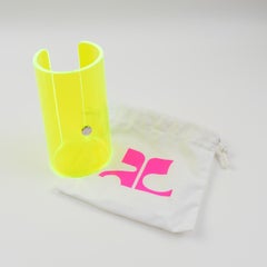 Oversized Courreges Paris Neon Yellow Resin Lucite Cuff Bangle Bracelet