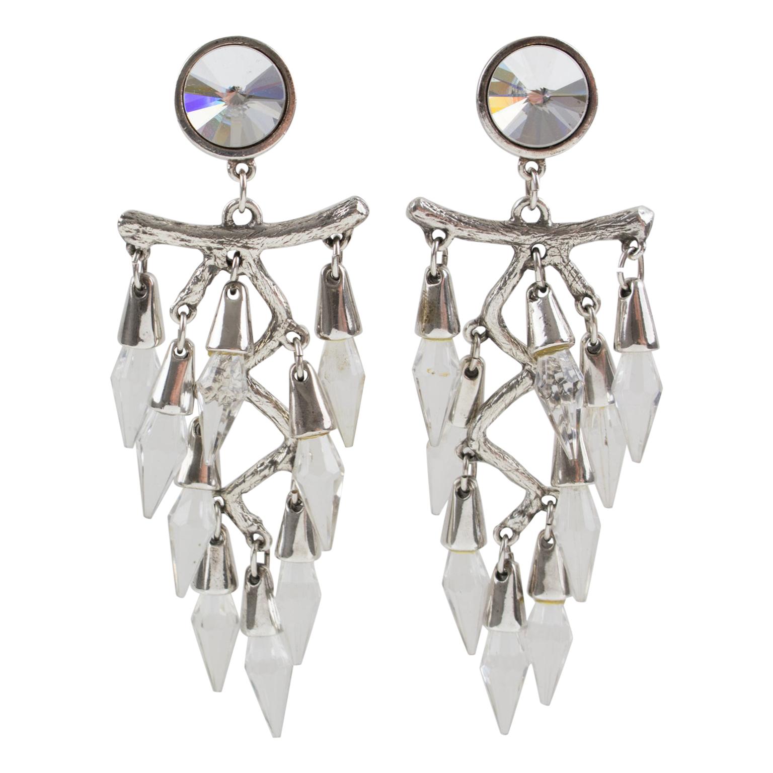 1970's Large Pearl Dangle Chandelier Earrings at 1stDibs