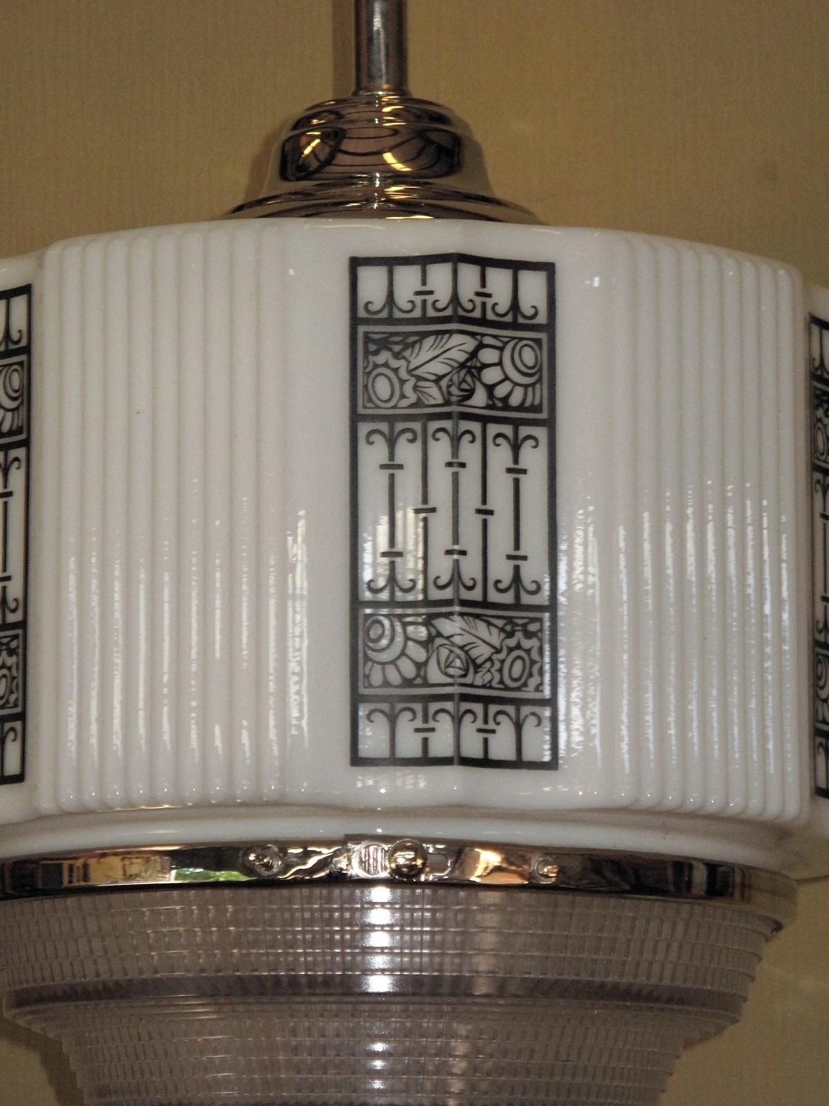 Fired Oversized Deco Pendant For Sale