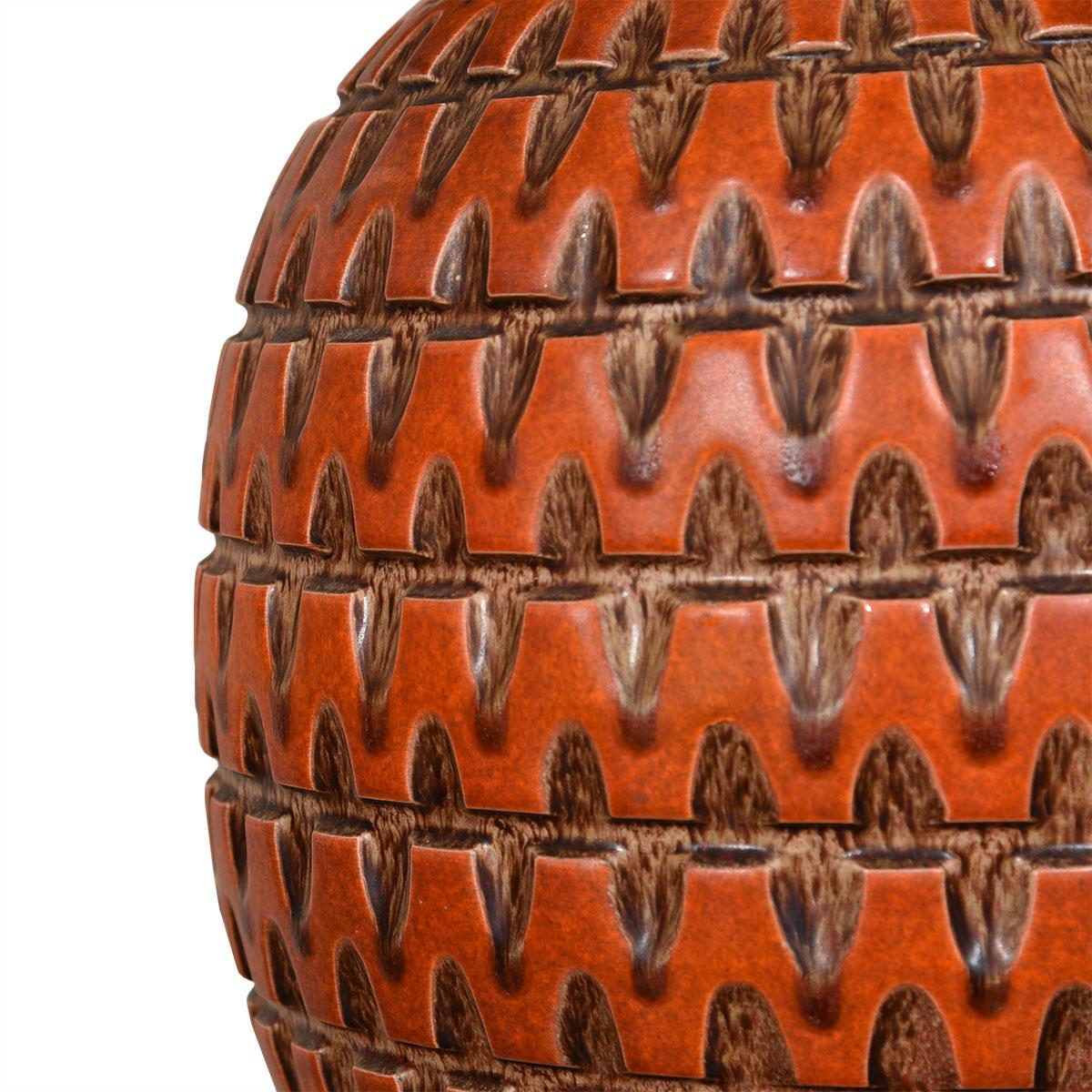 Oversized Decorator Lamp in Burnt Orange with Great Texture & Presence For Sale 1