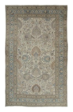 Oversized Distressed Persian Mashad Rug in Brown with Medallion - Rug & Kilim