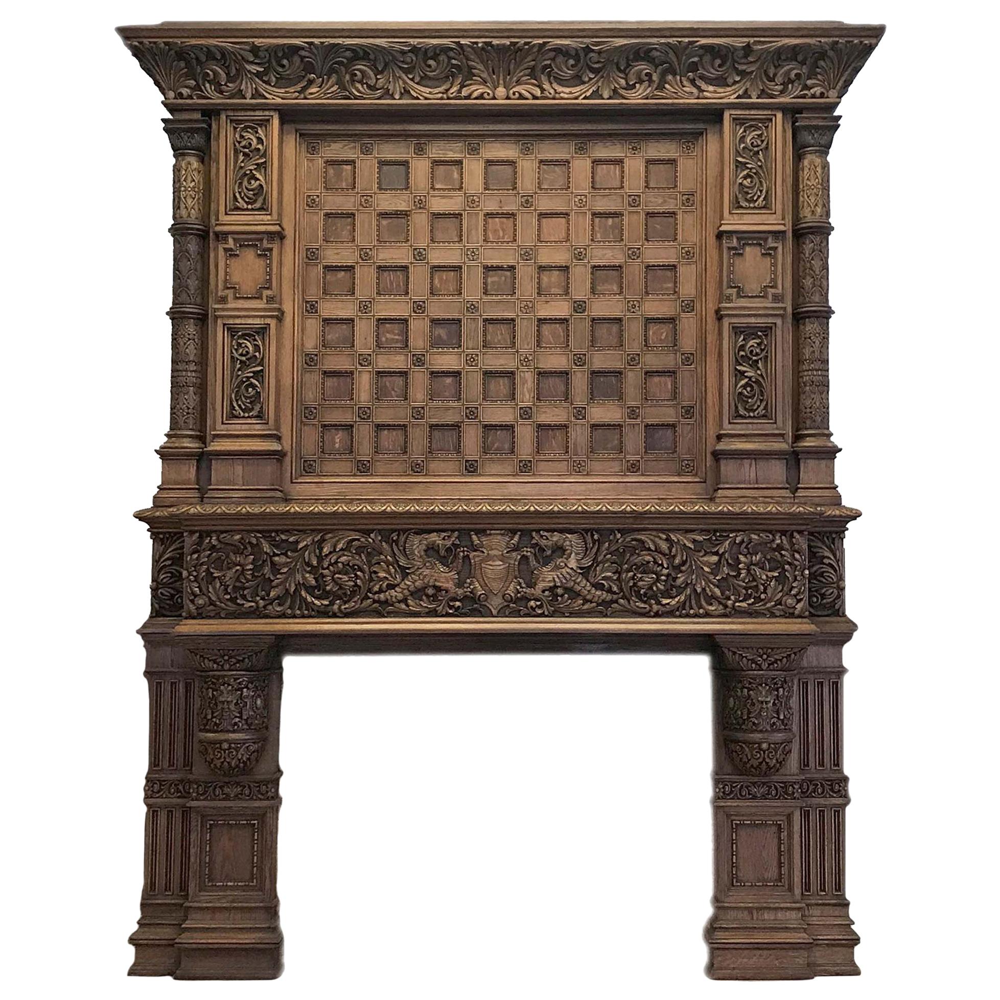 Oversized Dragon Fireplace Mantel