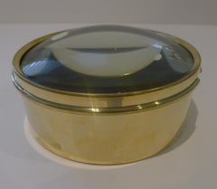 Oversized English Antique Brass Desk Magnifying Glass / Paperweight c.1910