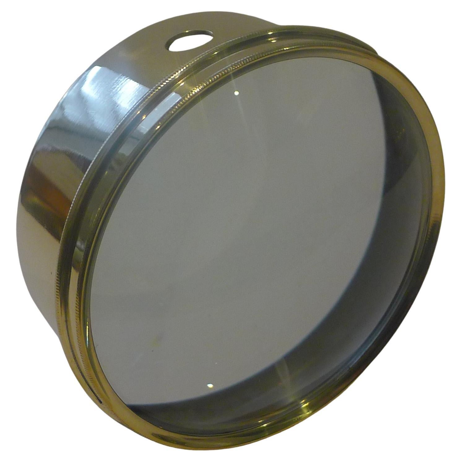 Oversized English Antique Brass Desk Magnifying Glass / Paperweight c.1910