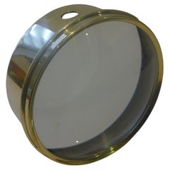 Oversized English Antique Brass Desk Magnifying Glass / Paperweight c.1910