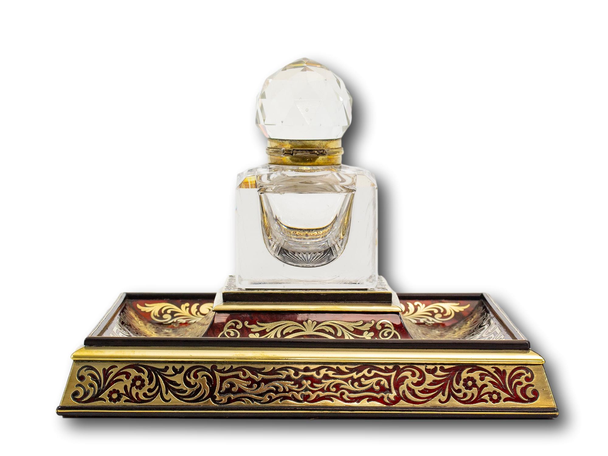 Brass Oversized English Boulle Inkstand