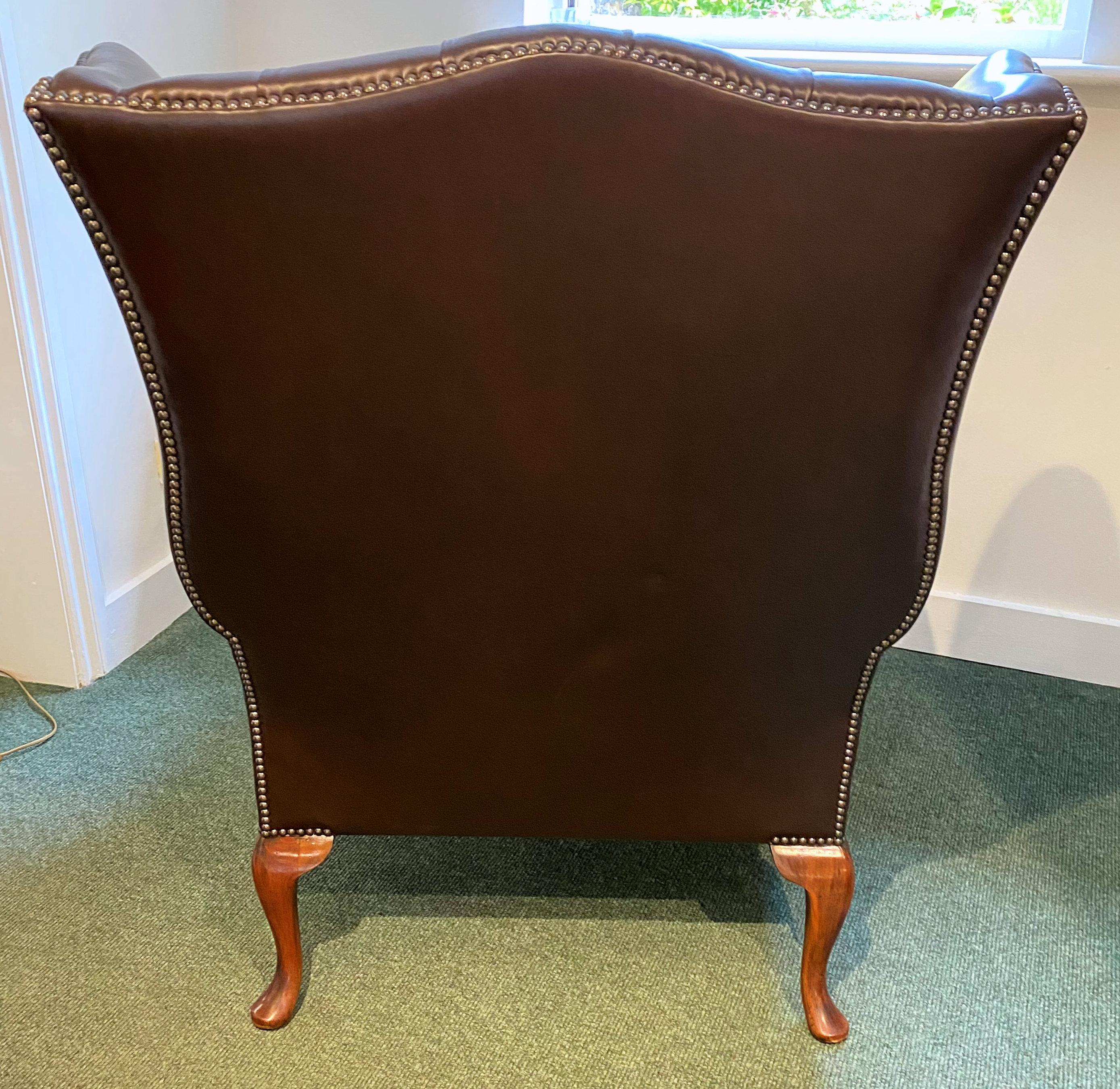 Oversized English Leather Wing Armchair For Sale 2