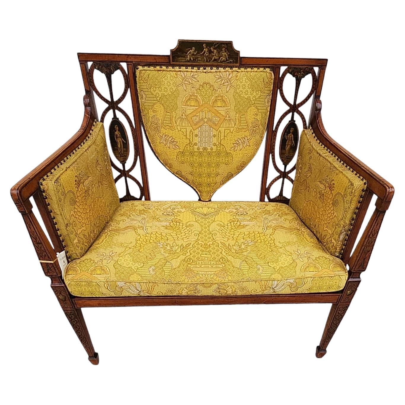 Oversized English Satinwood Armchair For Sale