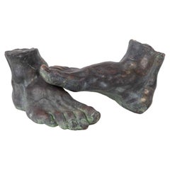 Oversized Faux Bronze Feet Cast in Plaster Sculpture