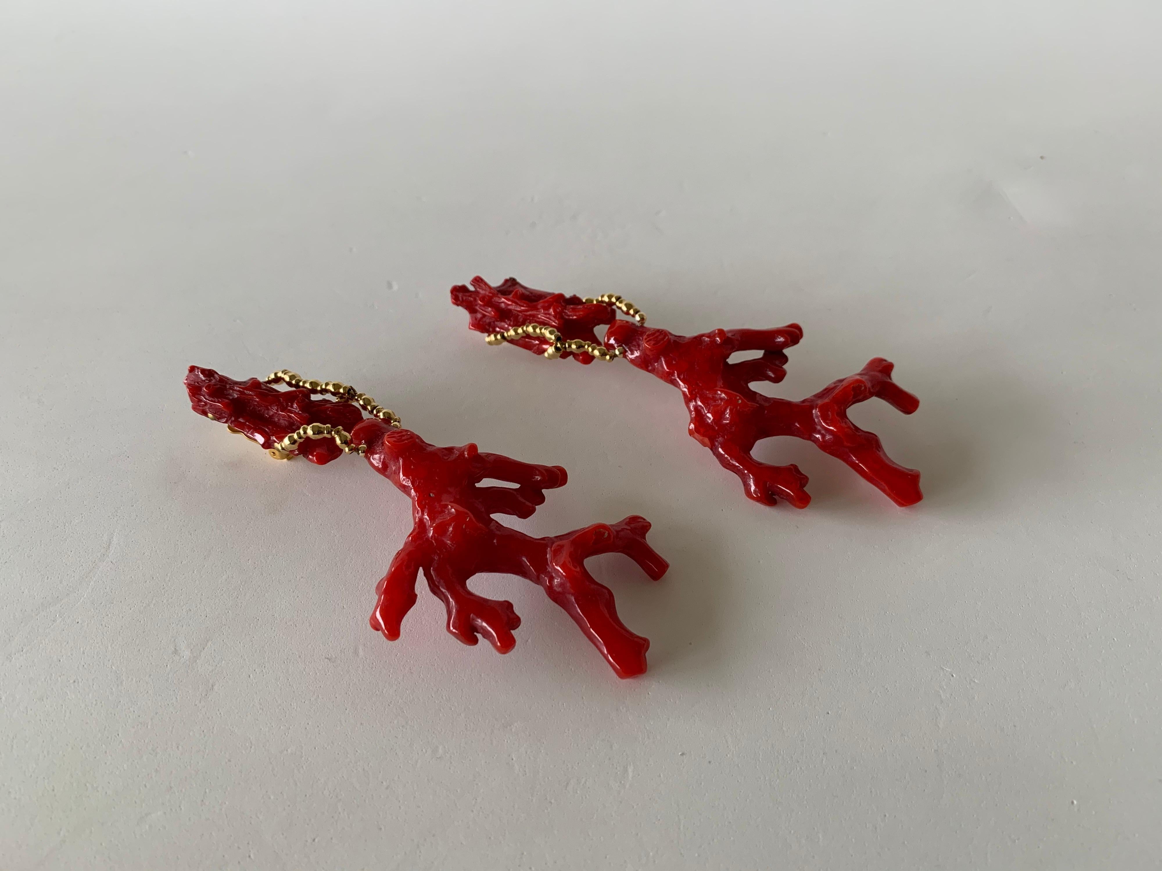Oversized Faux Coral And Gold Statement Earrings  3