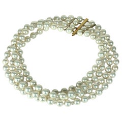 Vintage Oversized Faux Pearl and Gold Collar