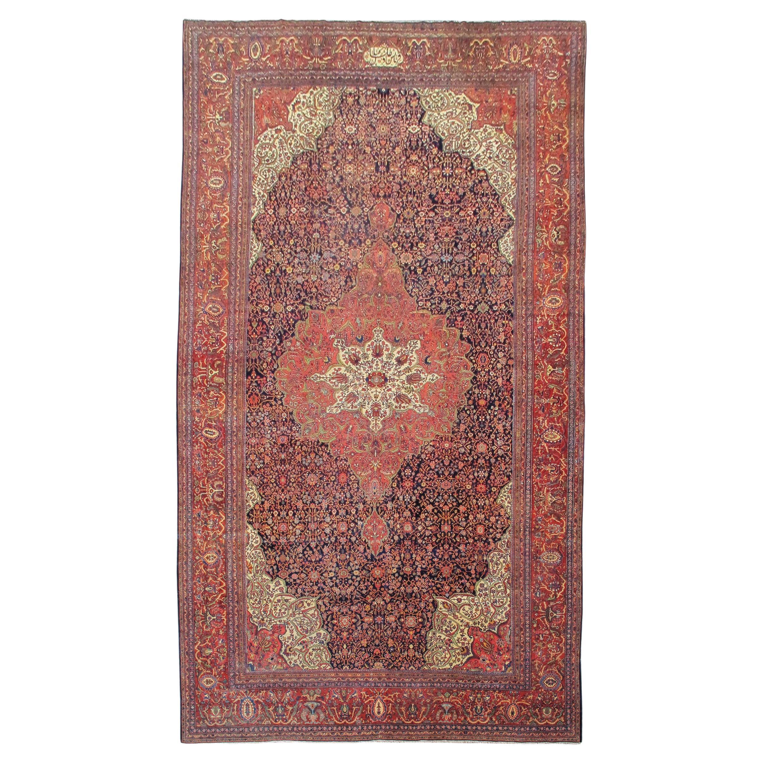 Oversized Fereghan Sarouk Carpet, Late 19th Century For Sale