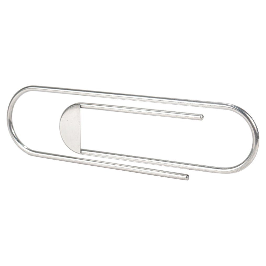 Oversized Figural Art Deco Sterling Silver Desk Paperclip Paperweight by Thomae