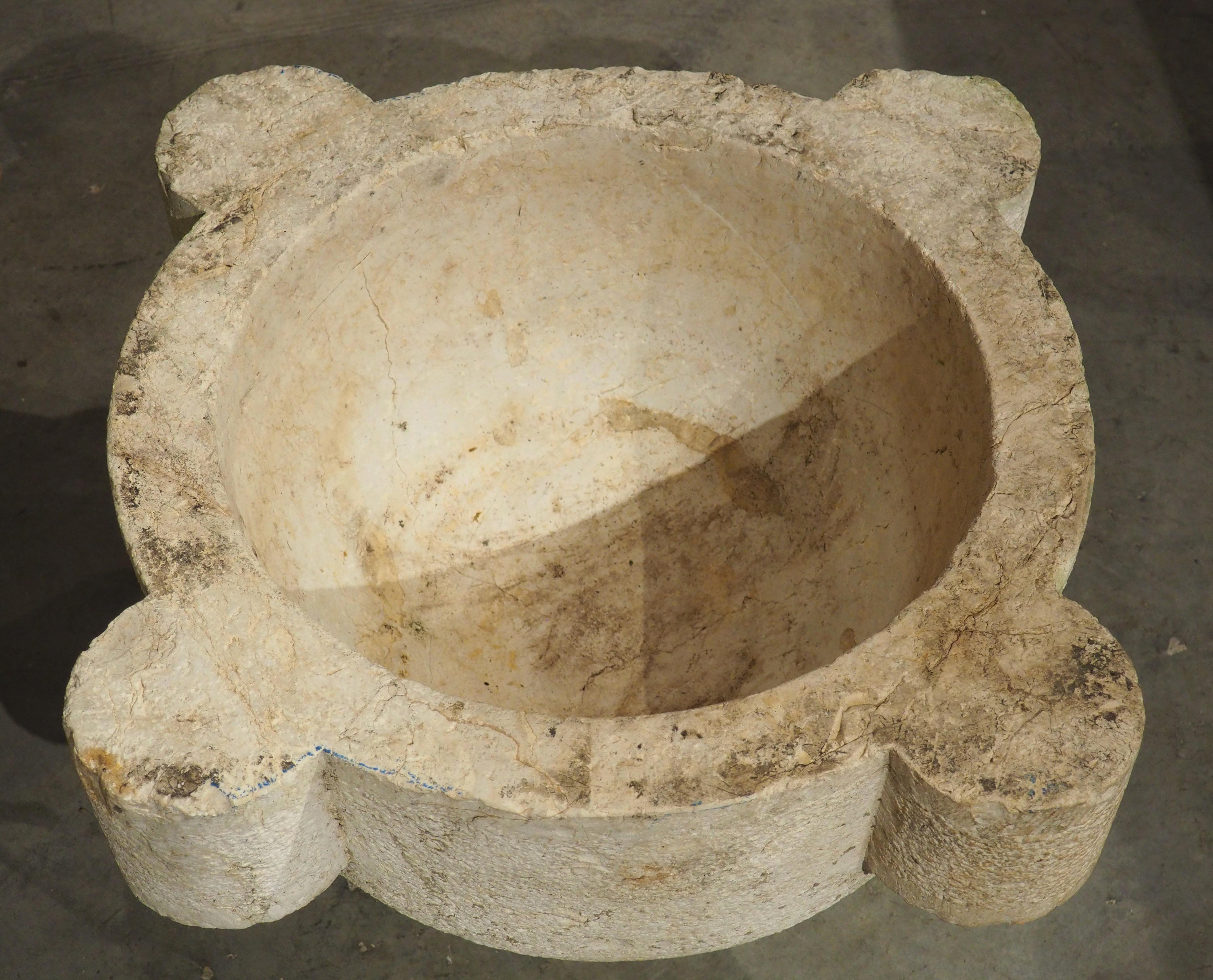 Oversized French 18th Century Carved and Hammered Stone Mortar with Pestle 7