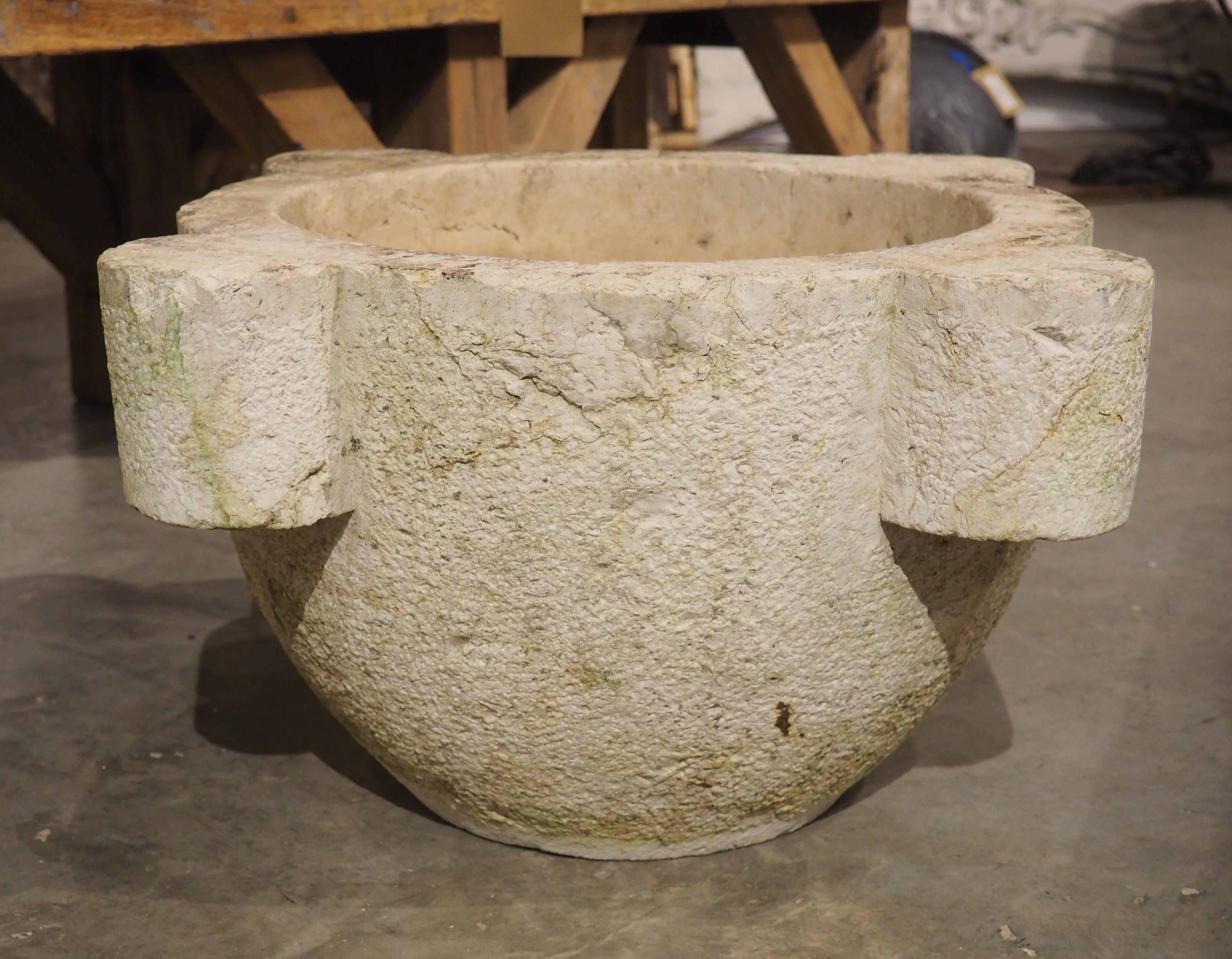 Oversized French 18th Century Carved and Hammered Stone Mortar with Pestle 9