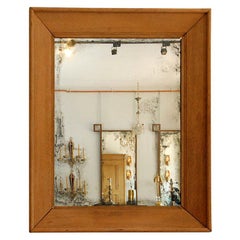 Oversized French 1940s Limed Oak Mirror