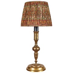 Oversized French Brass Table Lamp with Custom Shirred Lampshade