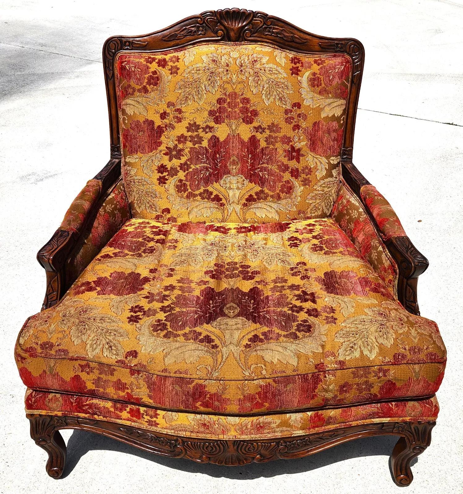Oversized French Chair & Ottoman Bergere 4