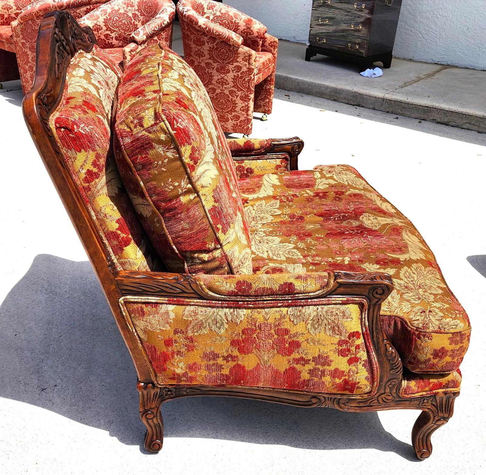 Oversized French Chair & Ottoman Bergere 1