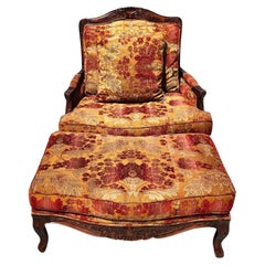 Oversized French Chair & Ottoman Bergere