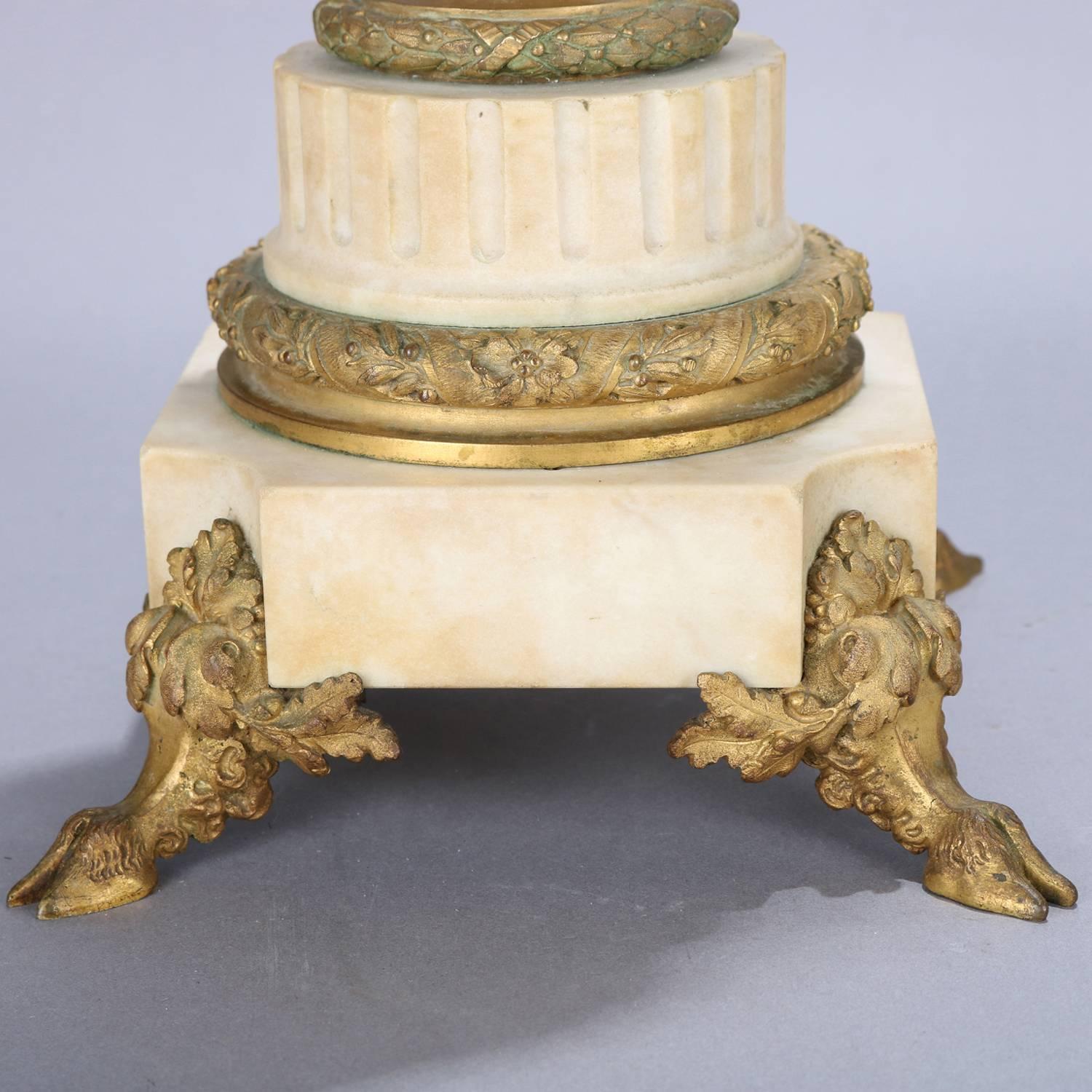 Oversized French Classical Urn Form Marble and Gilt Bronze Candelabras 5