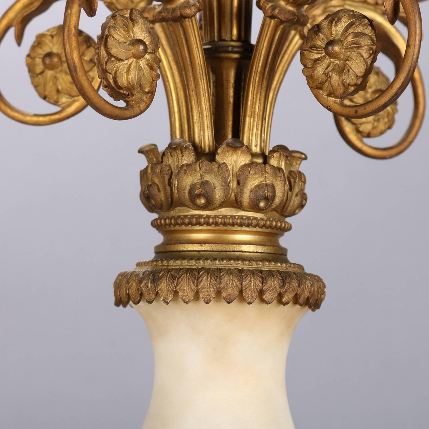 19th Century Oversized French Classical Urn Form Marble and Gilt Bronze Candelabras