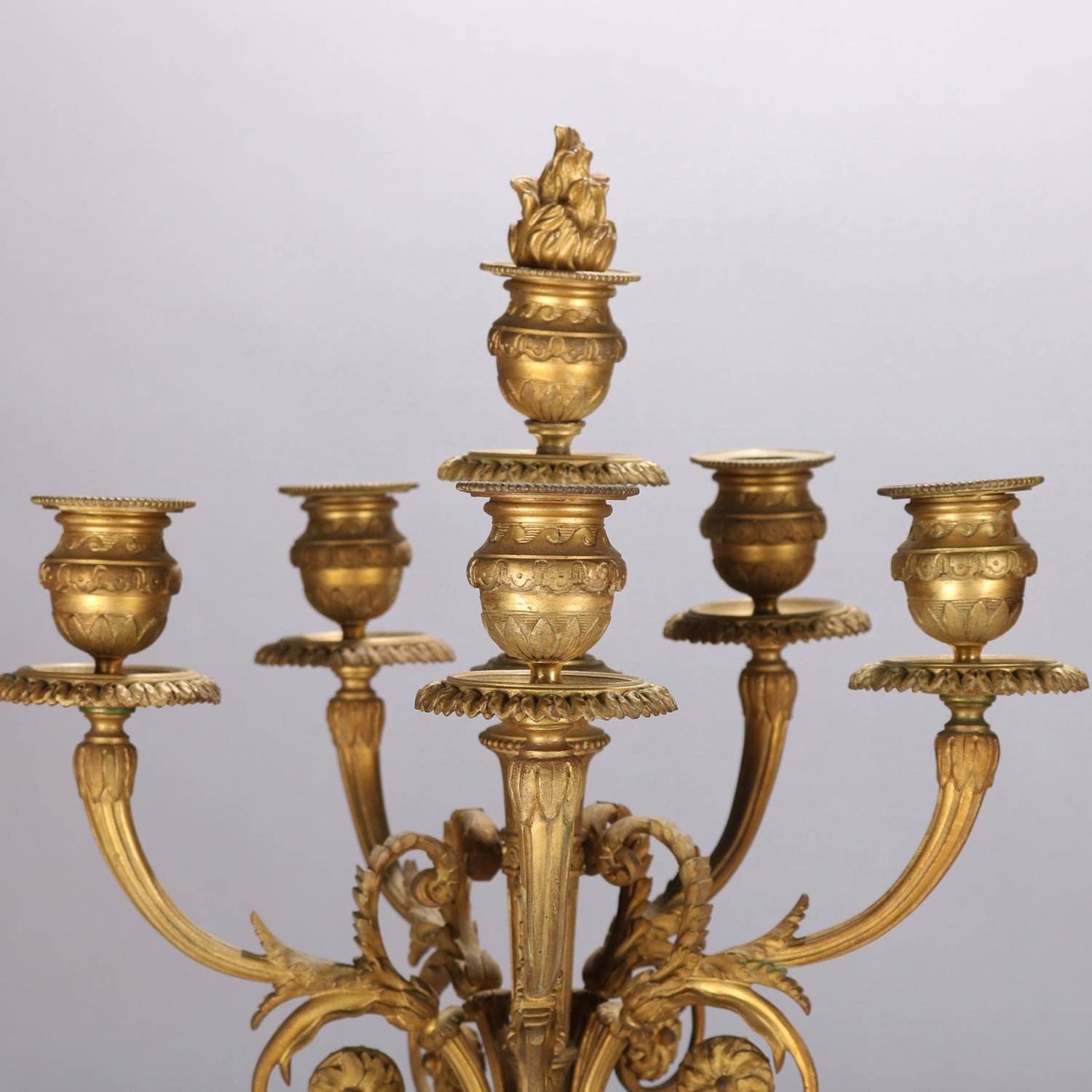 Oversized French Classical Urn Form Marble and Gilt Bronze Candelabras 1