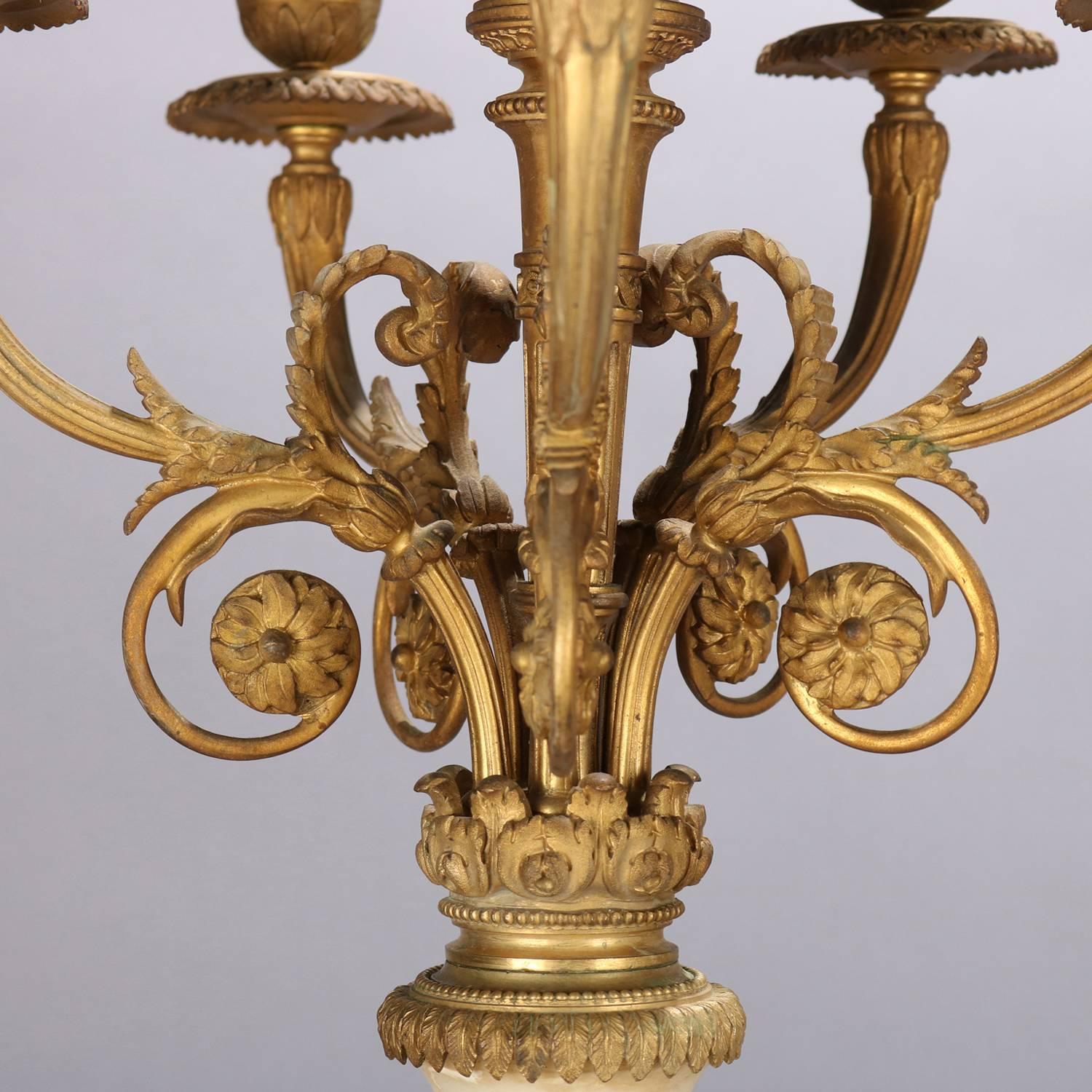 Oversized French Classical Urn Form Marble and Gilt Bronze Candelabras 2