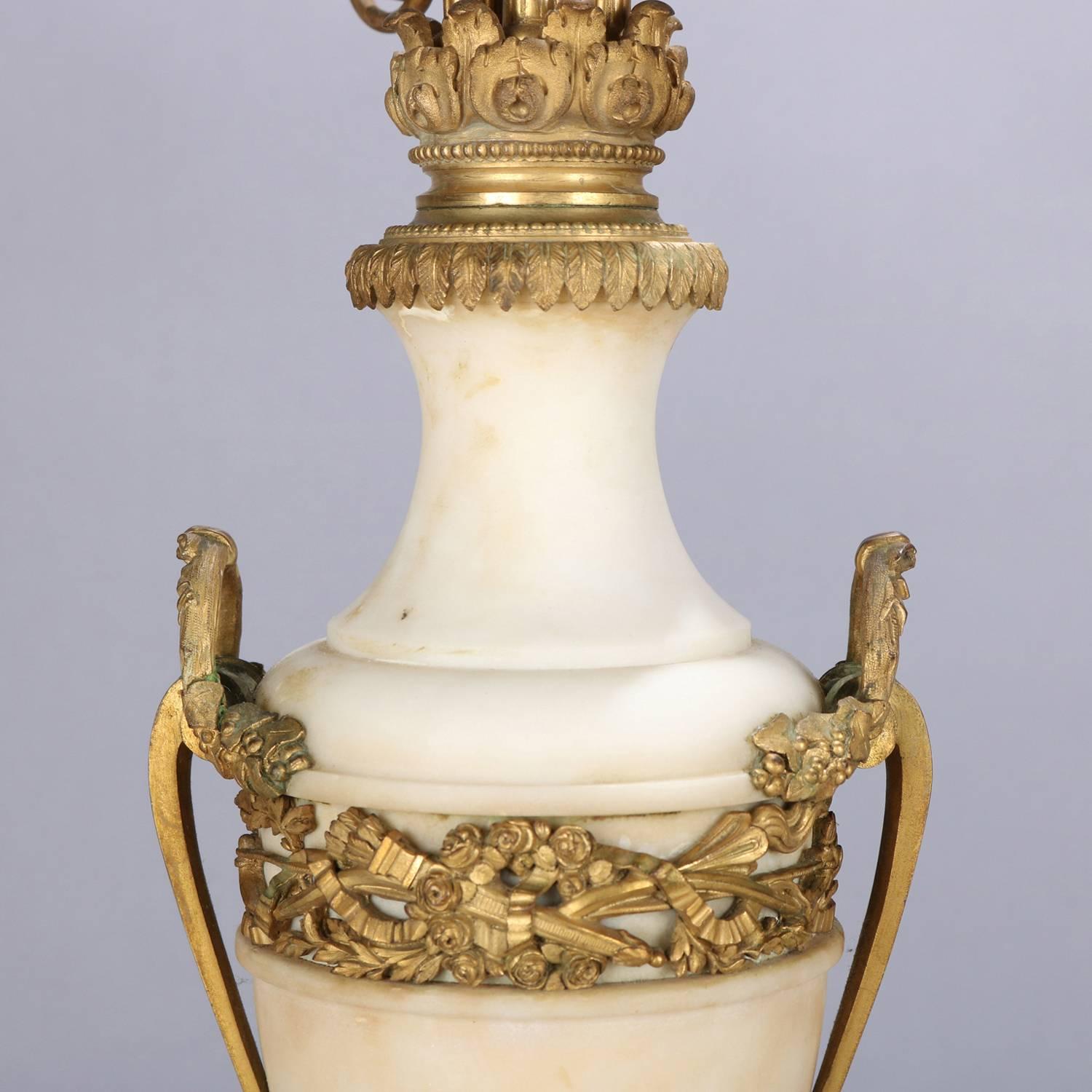 Oversized French Classical Urn Form Marble and Gilt Bronze Candelabras 3